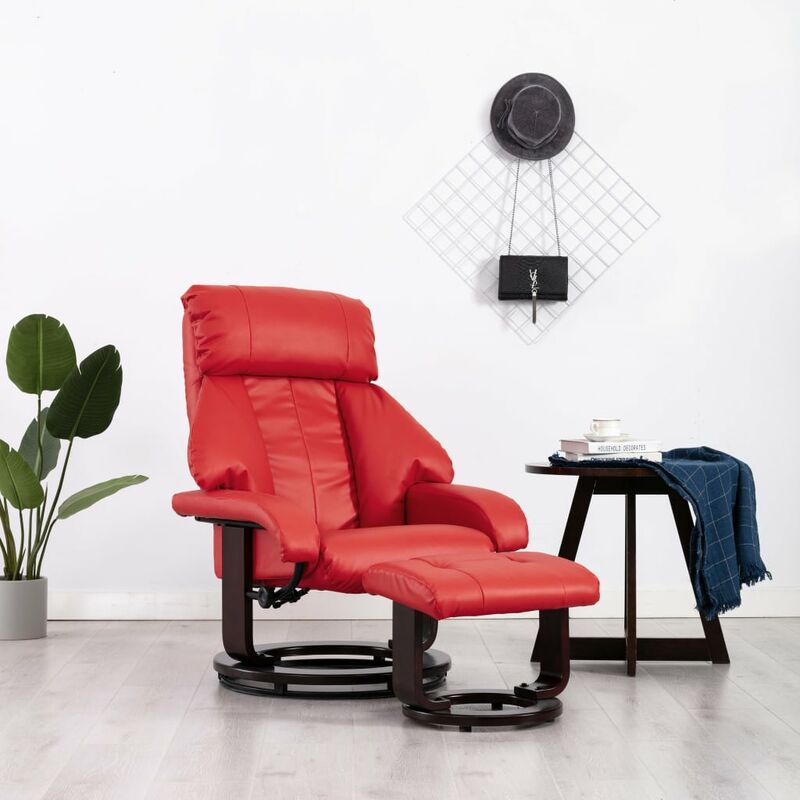 

Sillón reclinable para TV con reposapiés cuero sintético rojo