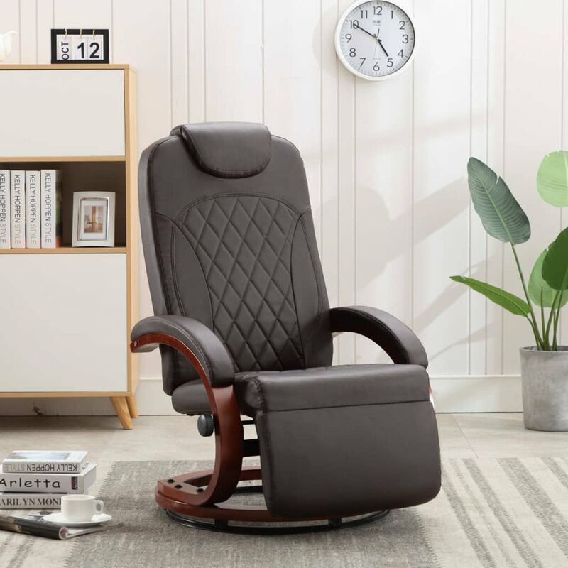 

Happyshopping - Sillon reclinable para TV de cuero sintetico marron