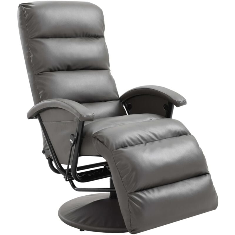 

vidaXL Sillón Reclinable para TV de Cuero Sintético Gris - Gris