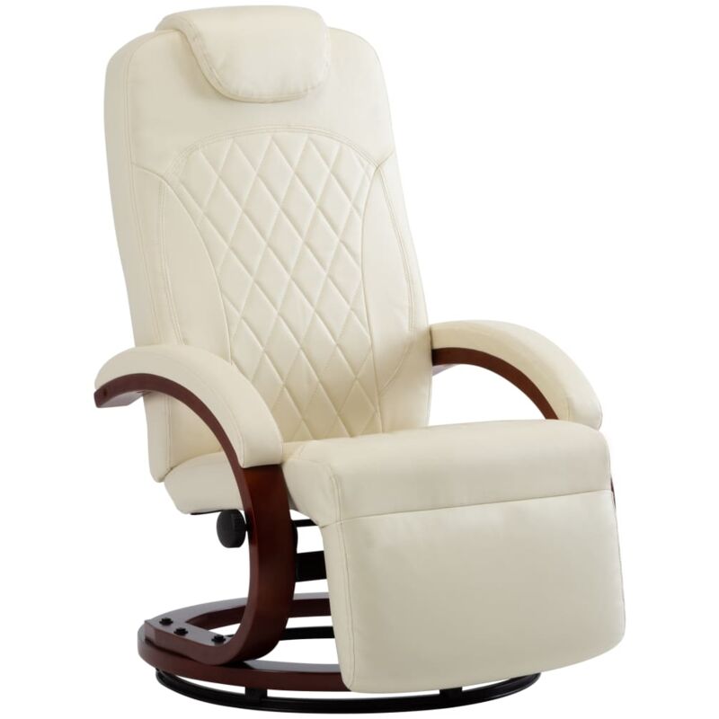 

vidaXL Sillón Reclinable para TV de Cuero Sintético Blanco - Crema
