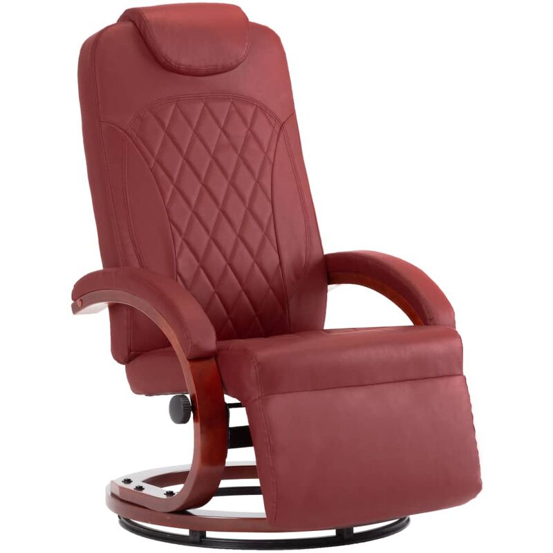 

vidaXL Sillón Reclinable para TV de Cuero Sintético Vino Tinto - Rojo