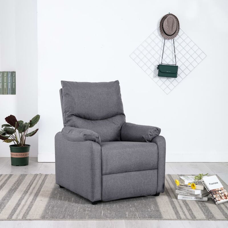 

Sillón reclinable para TV de tela gris claro