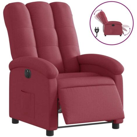 Sillón reclinable para TV muy cómodo con función de elevación eléctrica en tela rojo burdeos DEC028529