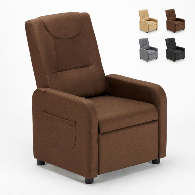 

Sillón reclinable Relax con reposapiés de tela Anna Design | Marrón