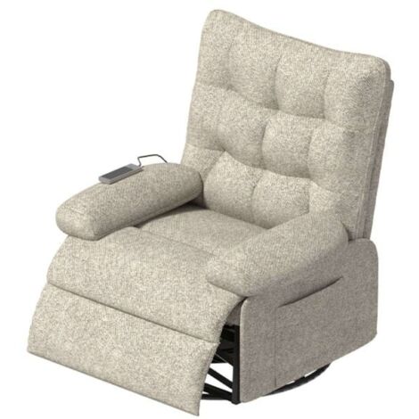 Sillón Reclinable Seren de Sala en color Gris con Mando Control, Bolsillo Lateral y Levantapersonas Tela 90x107x84 cm