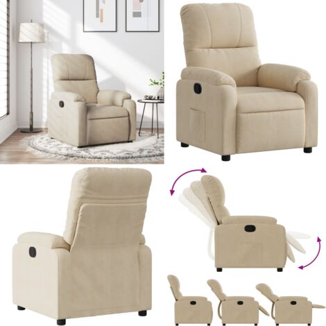 Sillón reclinable tela de microfibra color crema - Asiento cómodo - Microfibra
