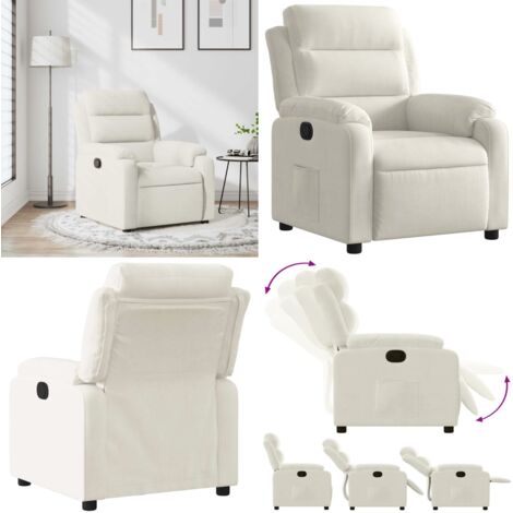 Sillón reclinable terciopelo blanco crema - Asiento cómodo - Terciopelo