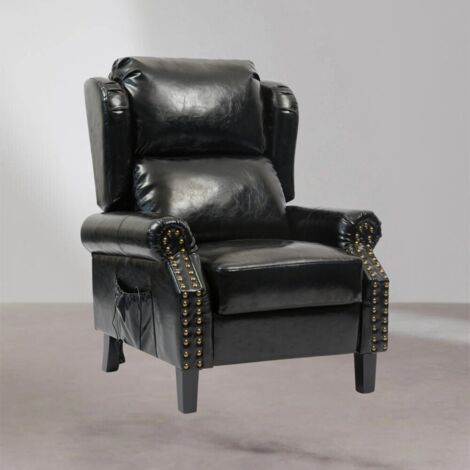 Sillón reclinable Wing con 6 puntos de masaje en ecopiel color negro H106xL91xP86