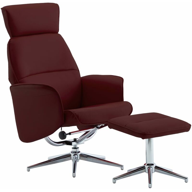 

Bh Design - Sillón reclinable y reposapiés cuero sintético color vino tinto
