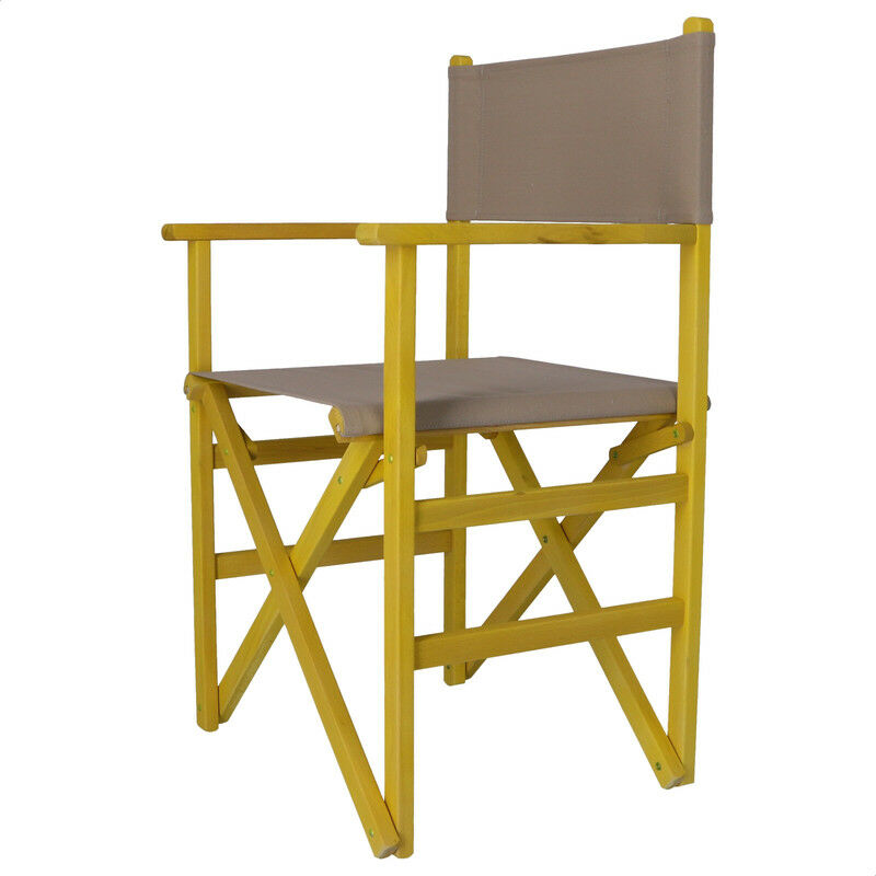 

Mueblear - Sillon director plegable madera de haya amarillo lona piedra