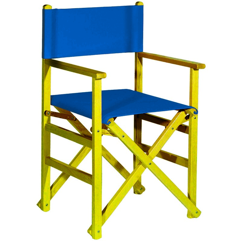 

Sillon director plegable madera de haya amarillo lona azul