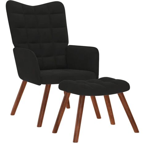 Sillón relajante con taburete de terciopelo negro