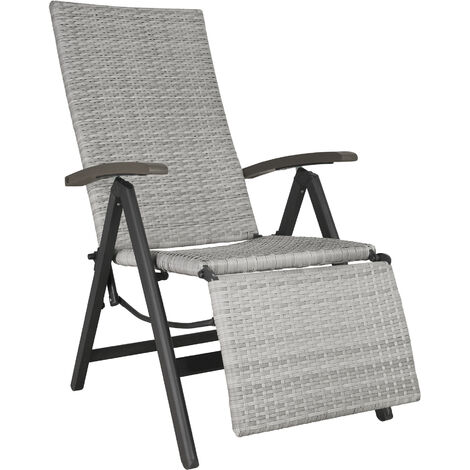 Sillón relajante con reposapiés - sillón de poliratán compacto, mueble de ratán sintético impermeable, asientos de jardín con estructura de aluminio