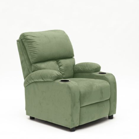 LE ROI DU RELAX Sillón relajante reclinable reposapiés portaobjetos Laura Light - Verde oscuro