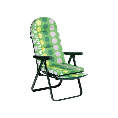 ALCO Sillon Relax Acero Con Reposapies Extensible Verde Topos