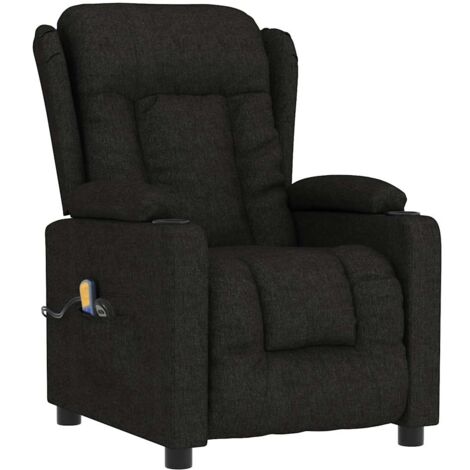 Sillón relax con función reclinable eléctrica 6 puntos de masaje en tela negra DEC029308