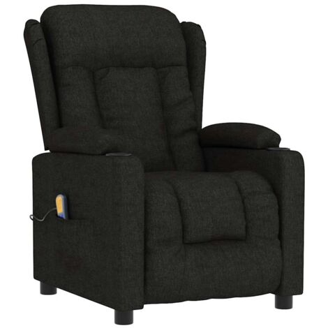 Sillón relax con función reclinable manual y 6 puntos de masaje en tela negra DEC029252