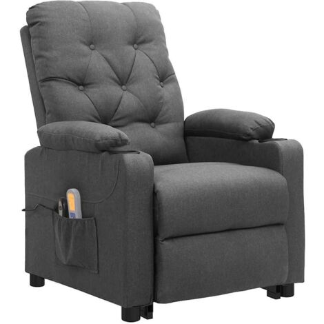 Sillón relax con función reclinable manual y masaje en tejido gris claro DEC029213
