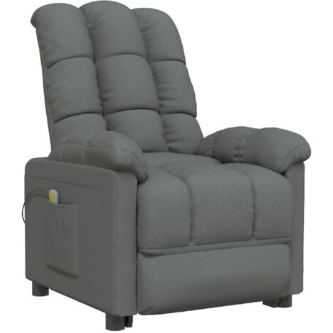 Sillón relax con función reclinable manual y masaje en tejido gris oscuro DEC029207