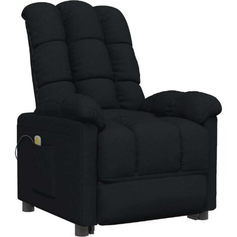 Sillón relax con función reclinable manual y masaje en tela negra DEC029255