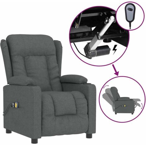 Sillón relax con función reclinable y masaje en tejido gris oscuro DEC029299