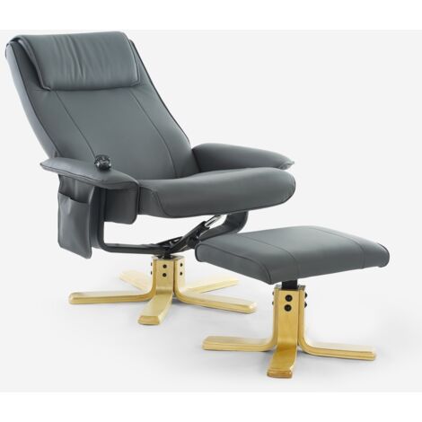 Sillón relax con masaje y calor ergonómico con reposapiés Myron - Gris