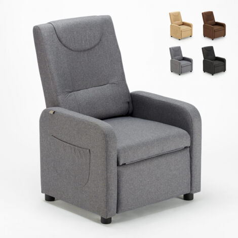 LE ROI DU RELAX Sillón Relax con reposapiés Anna Design de tela Color: Gris Oscuro