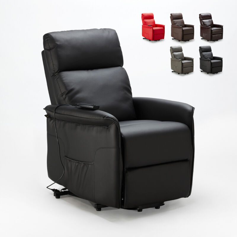 

Le Roi Du Relax - Sillón Relax con sistema reclinable elevador de cuero polipiel Amalia Fix | Color: Negro