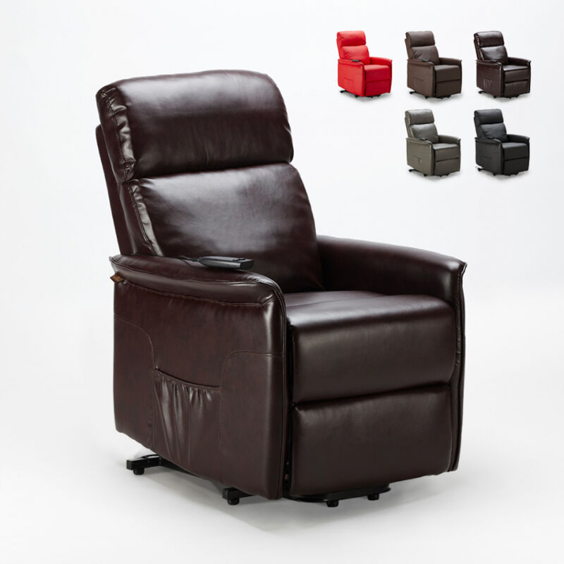 

Le Roi Du Relax - Sillón Relax con sistema reclinable elevador de cuero polipiel Amalia Fix | Color: Marron oscuro