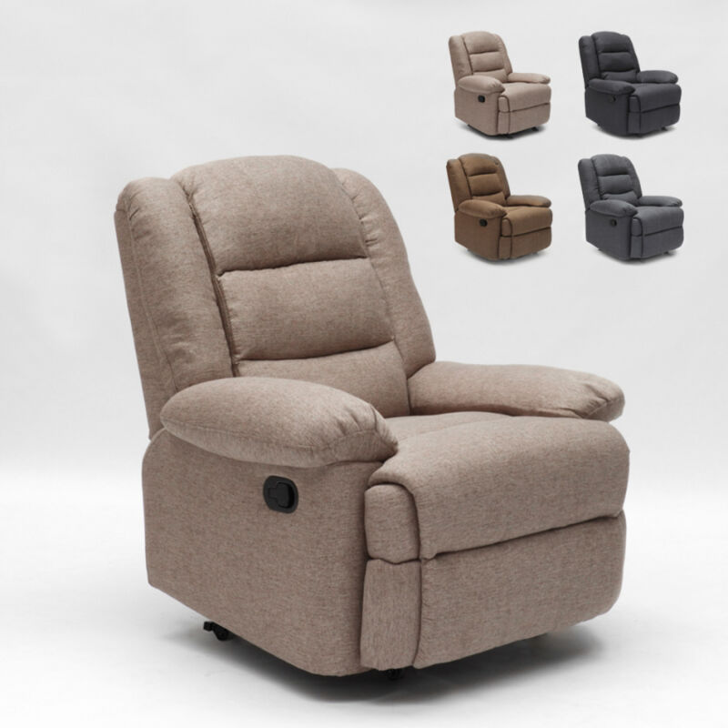 

Sillón relax de diseño reclinable con reposapiés y 4 ruedas Maura | Beige