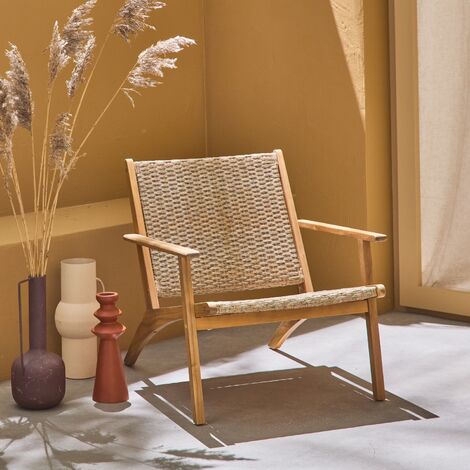Sillón relax de madera de acacia y resina, Belize, Madera, 62x78x67 cm