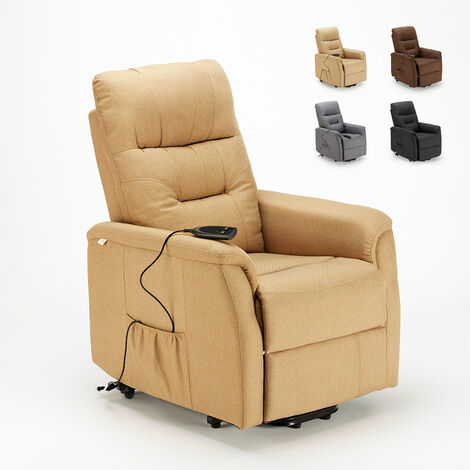 LE ROI DU RELAX Sillón Relax eléctrico reclinable con elevador y ruedas para personas mayores Marie Color: Beige