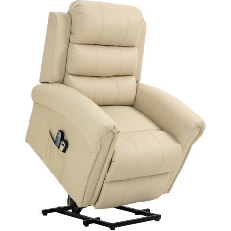 Sillón relax eléctrico reclinable con masaje y calor crema