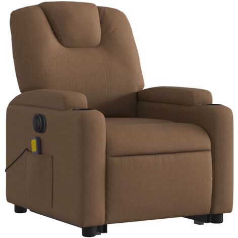 Sillón relax función masaje y reclinable función elevación eléctrica en tela marrón DEC027795