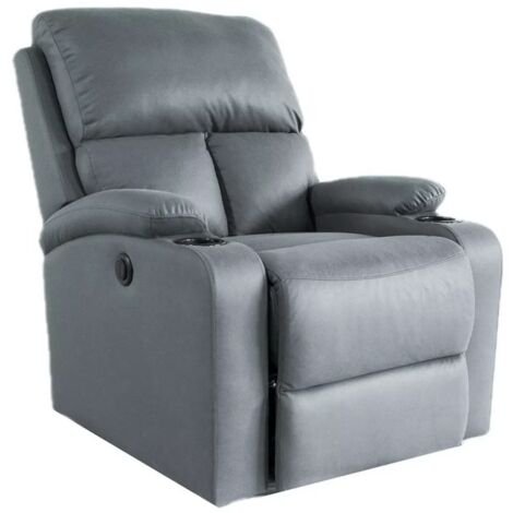 Sillón relax levantapersonas eléctrico Easy tapizado en tela gris, 101cm(alto) 81cm(ancho) 93cm(fondo)