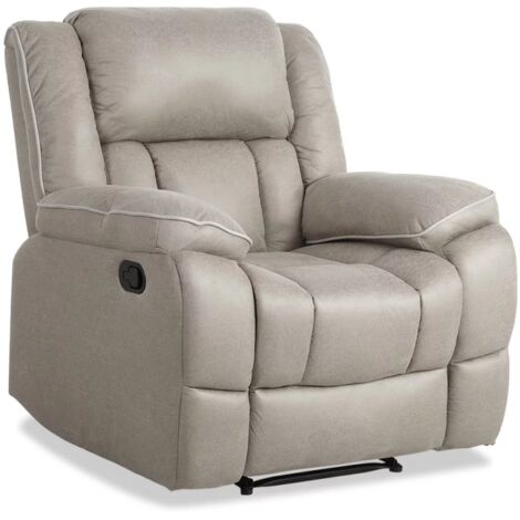 Sillón relax manual Cooper tapizado en textil beige, 100cm(Ancho) 93cm(Fondo) 101cm(Alto)