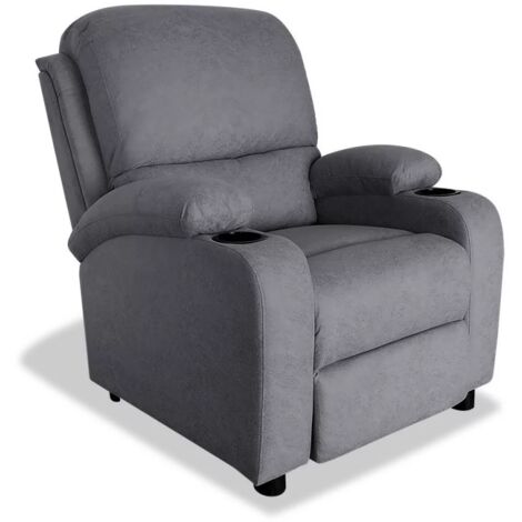 Sillón relax manual Siesta tapizado gris, 75cm(Ancho) 85cm (Fondo) 98cm(Alto)