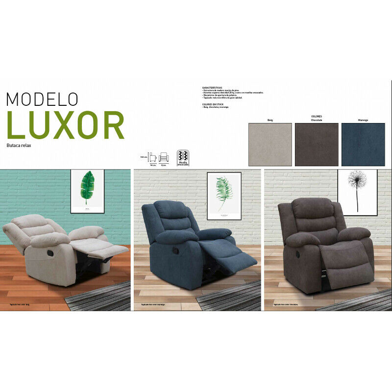 

La Cibertienda - Sillon Relax manual, tapizado en tela Gris Chocolate, ref-06