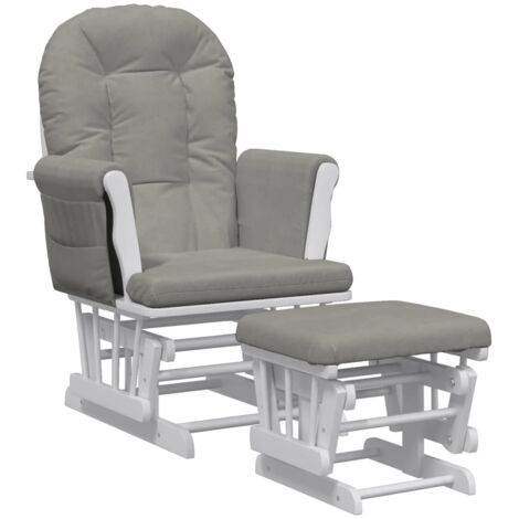 Sillón relax mecedora lactancia con reposapiés y tela gris claro DEC028738