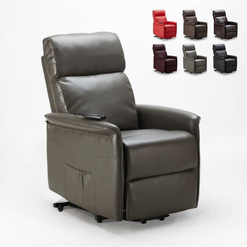 

Le Roi Du Relax - Sillón Relax Polipiel Reclinable Eléctrico 2 Ruedas Amalia | Color: Gris