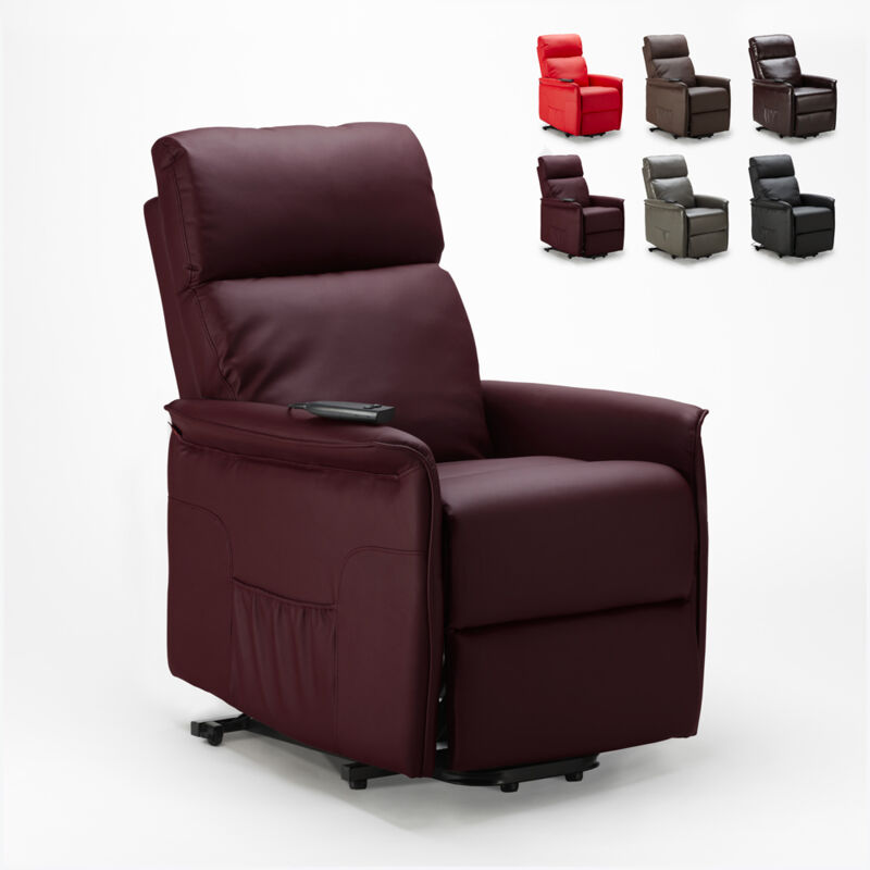 

Le Roi Du Relax - Sillón Relax Polipiel Reclinable Eléctrico 2 Ruedas Amalia | Color: Bordeaux