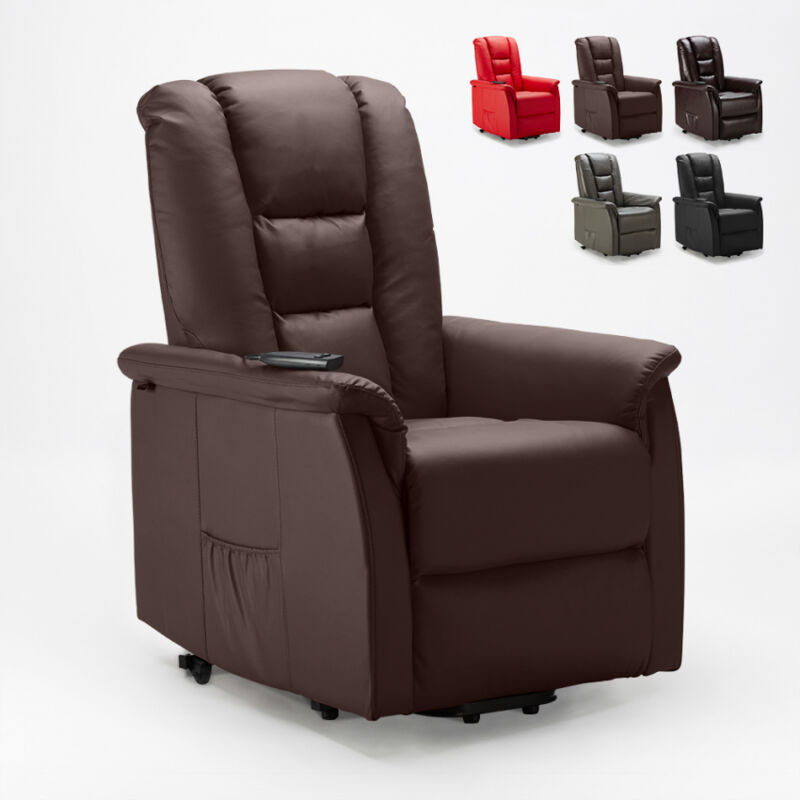 

Sillón relax polipiel reclinable eléctrico 2 ruedas Joanna | Color: Marrón