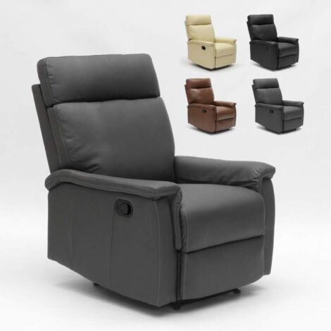 LE ROI DU RELAX Sillón Relax Reclinable con Reposapiés de Cuero Polipiel Aurora Color: Gris