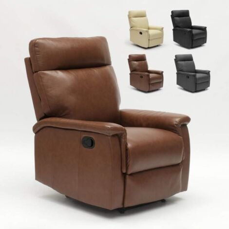 LE ROI DU RELAX Sillón Relax Reclinable con Reposapiés de Cuero Polipiel Aurora Color: Marrón