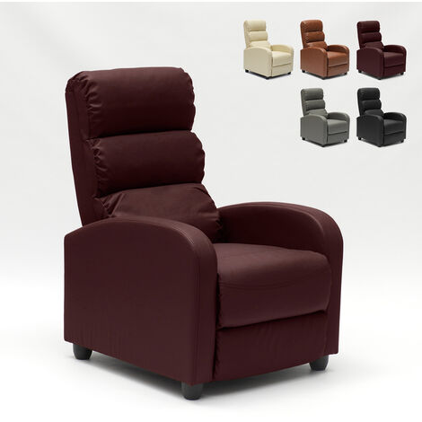 LE ROI DU RELAX Sillón relax reclinable con reposapiés símil piel Alice Color: Gris