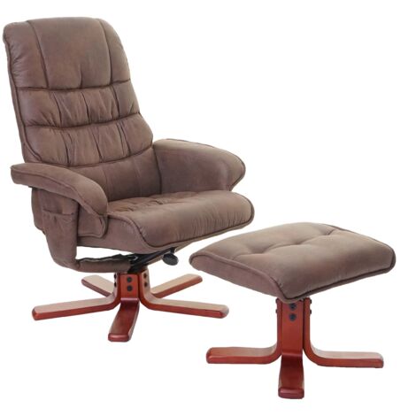 Sillón relax reclinable con taburete símil ante marrón 040002042