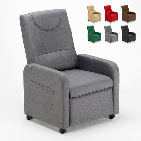 LE ROI DU RELAX Sillón Relax reclinable de 4 ruedas con reposapiés de tela Beautiful Color: Gris Oscuro