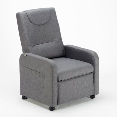 LE ROI DU RELAX Sillón Relax reclinable de 4 ruedas con reposapiés de tela Beautiful Color: Gris Oscuro
