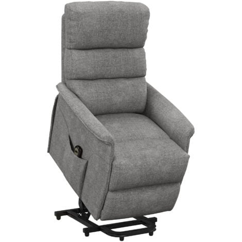 HOMCOM Sillón relax reclinable eléctrico sillón levanta personas con mando a distancia y bolsillo lateral sillón elevador para salón dormitorio gris