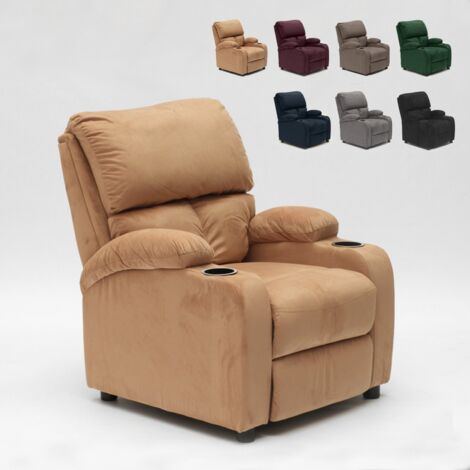 LE ROI DU RELAX Sillón Relax Reclinable Laura el Mejor Sofá de Microfibra y Terciopelo Color: Beige